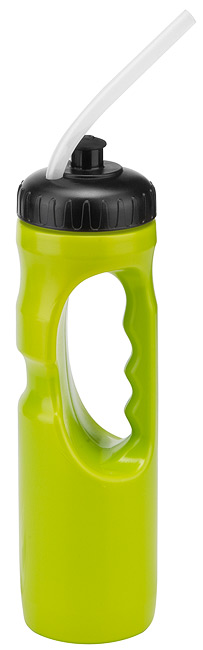 Фляга CB-15124C 1000 мл с питьевой трубкой, материал полипропилен, чёрно-салатов